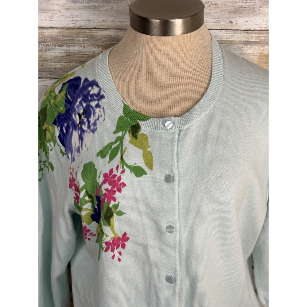 Talbots Women's Sweater  3/4 Sleeve Cardigan Size X Light Green - Picture 2 of 10